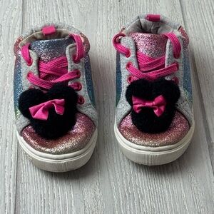 Disney Minnie Mouse Casual Toddler Rainbow Pom Sneaker Shoes Size 8